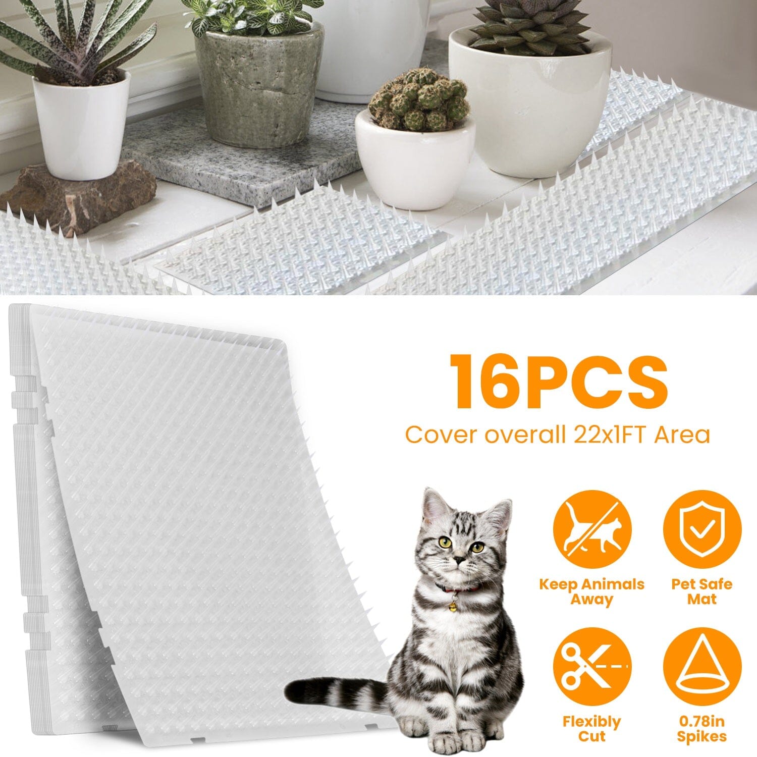 16-Pieces: Deterrent Training Mats with Spikes Garden & Patio - DailySale