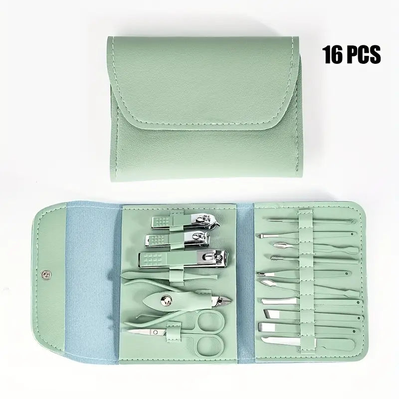 16-Pieces: Nail Clippers Manicure Tool Set with Portable Travel Case Beauty & Personal Care - DailySale