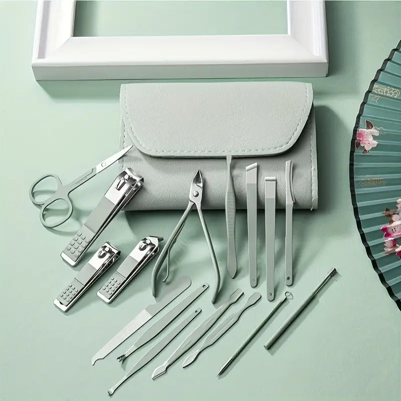 16-Pieces: Nail Clippers Manicure Tool Set with Portable Travel Case Beauty & Personal Care - DailySale