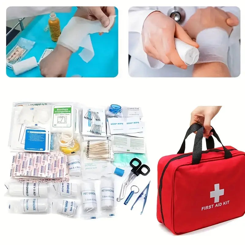 160-Piece Set: Portable Multi-Purpose First Aid Kit - Essential Emergency Supplies Wellness - DailySale