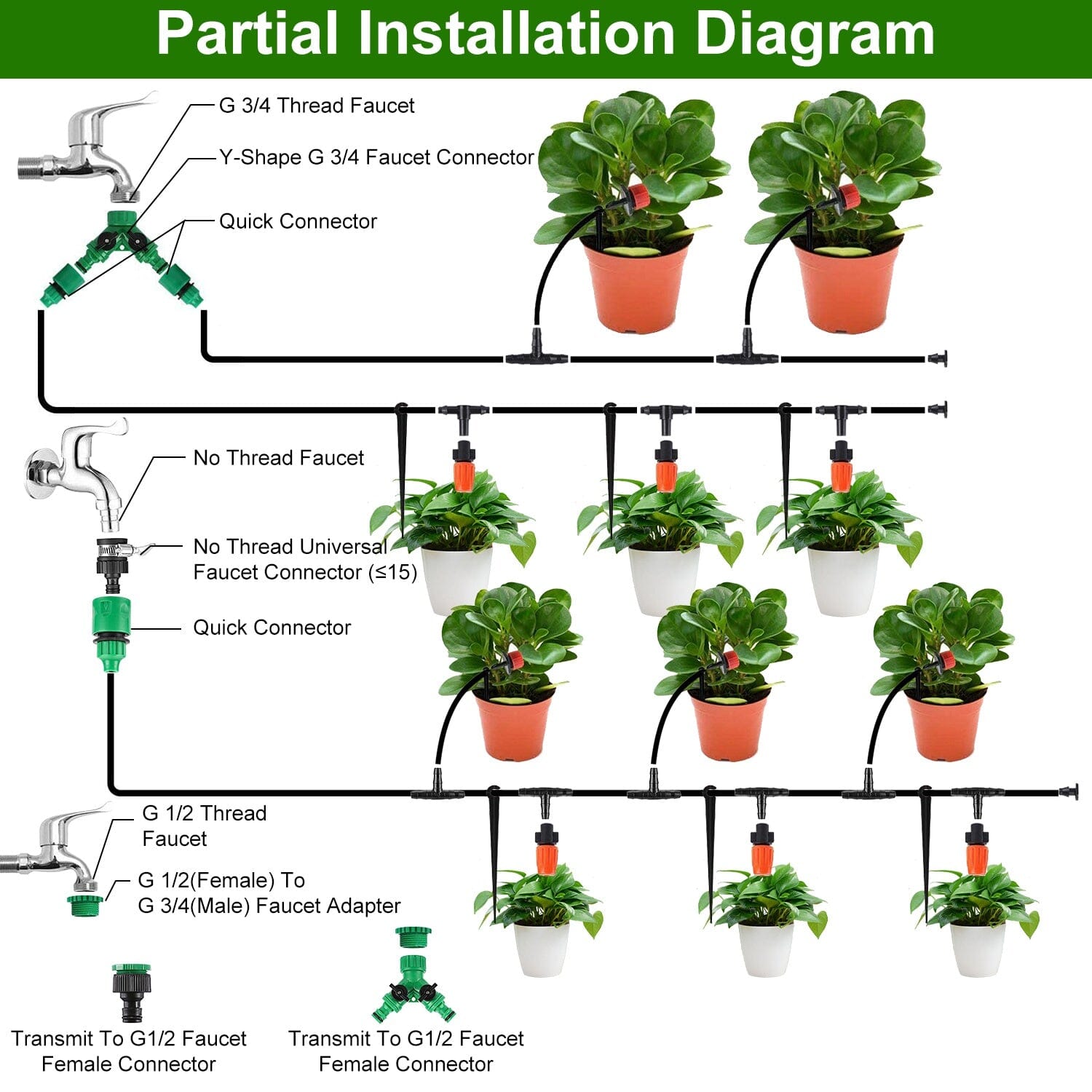 164FT Drip Irrigation Kit Automatic Garden Irrigation System Garden & Patio - DailySale