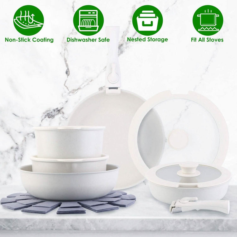 17-Pieces: Nonstick Cookware Set Induction Kitchen Pots and Pans Kitchen Tools & Gadgets - DailySale