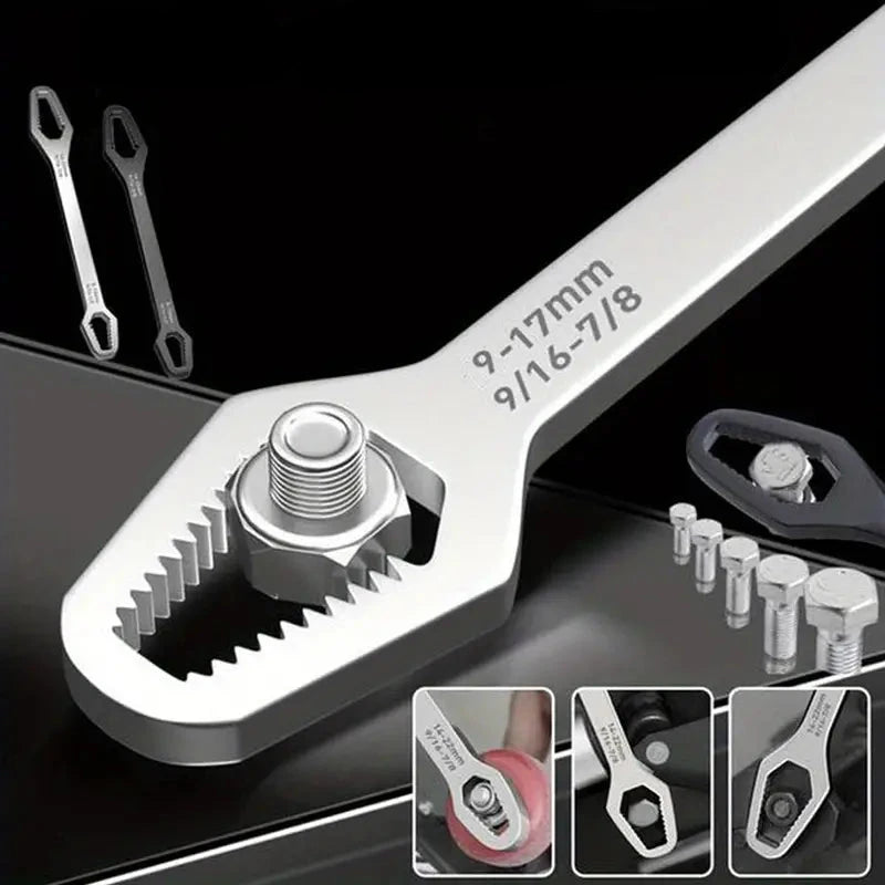 Double End Multifunctional Universal Wrench, 3-17mm Self-Tightening Lazy Wrench Repair Tools