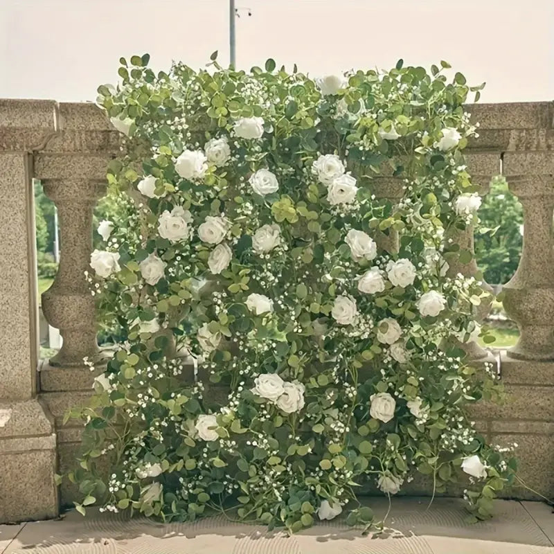 Artificial Eucalyptus Garland With Fake Roses & Gypsophila, Faux Floral Greenery