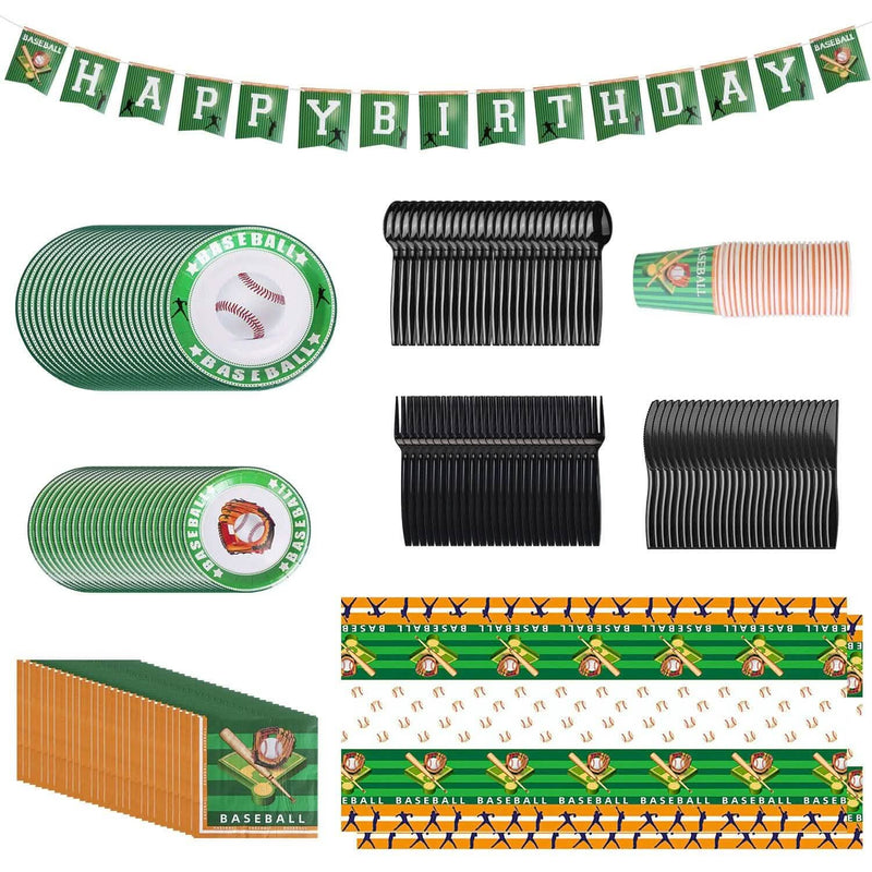 171-Pieces: Baseball Birthday Party Disposable Dinnerware Set Holiday Decor & Apparel - DailySale