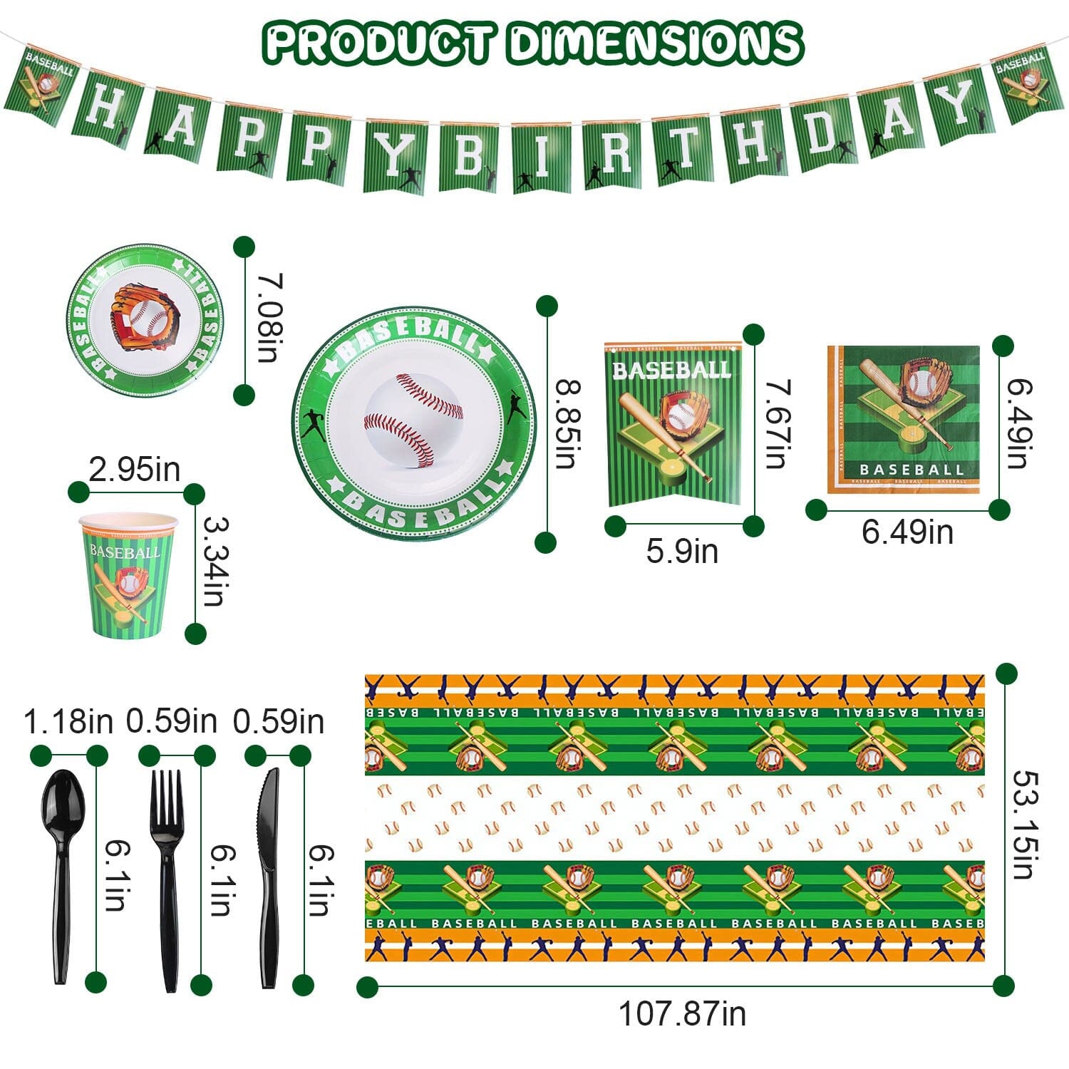 171-Pieces: Baseball Birthday Party Disposable Dinnerware Set Holiday Decor & Apparel - DailySale