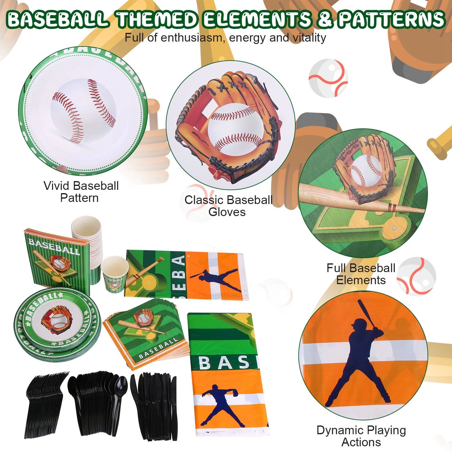 171-Pieces: Baseball Birthday Party Disposable Dinnerware Set Holiday Decor & Apparel - DailySale