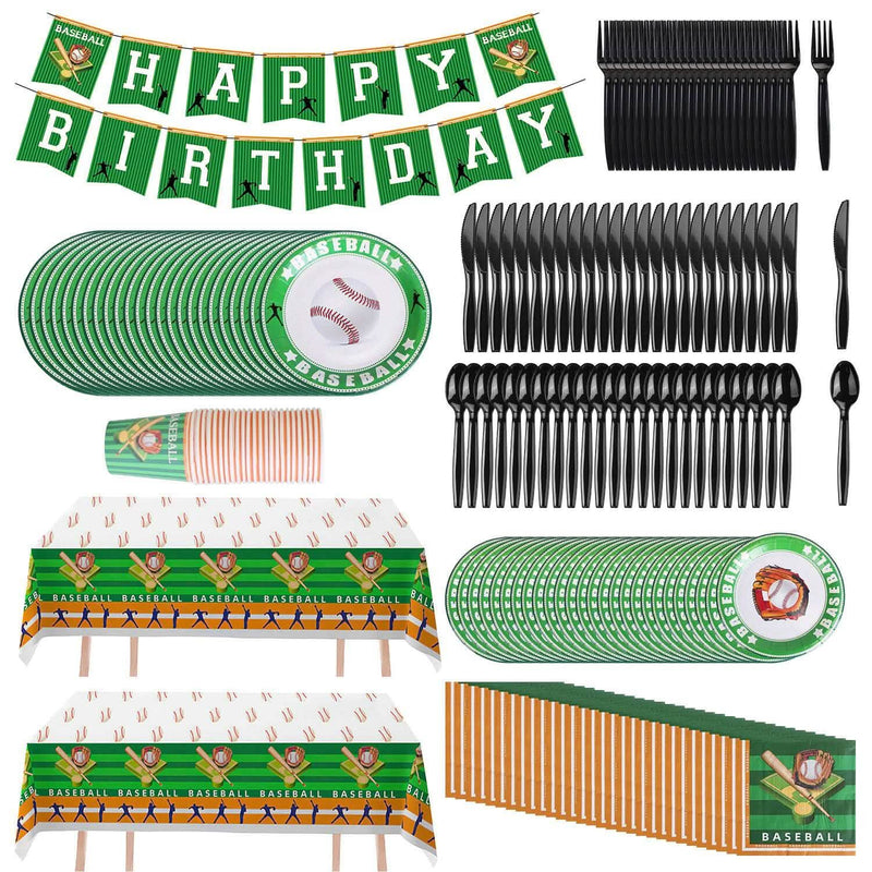 171-Pieces: Baseball Birthday Party Disposable Dinnerware Set Holiday Decor & Apparel - DailySale