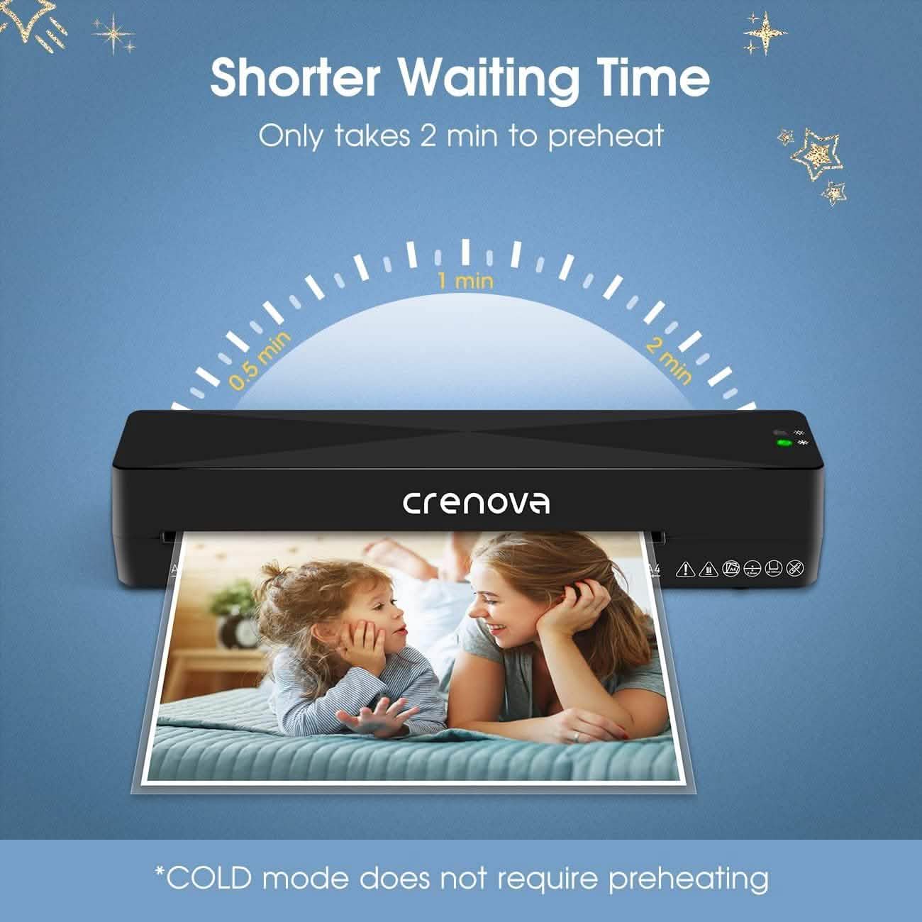 Crenova A4 Laminator – Hot & Cold Modes, Compact Design