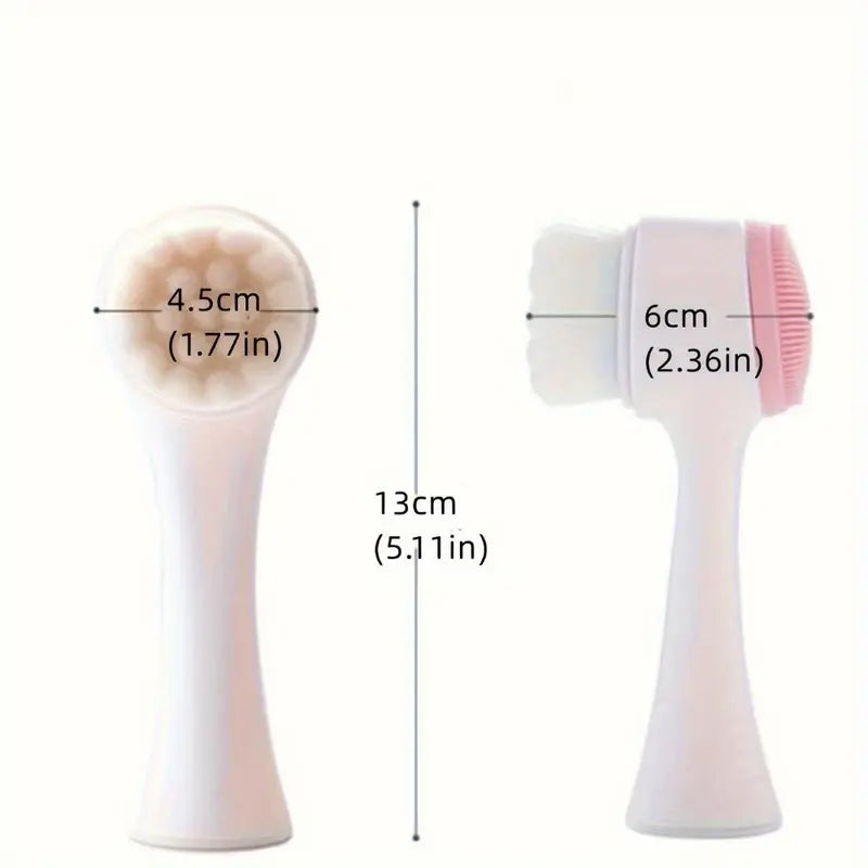 Dual-Sided Face Exfoliating & Deep Pore Cleansing Brush with Soft Bristle & Silicone Facial Scrubber