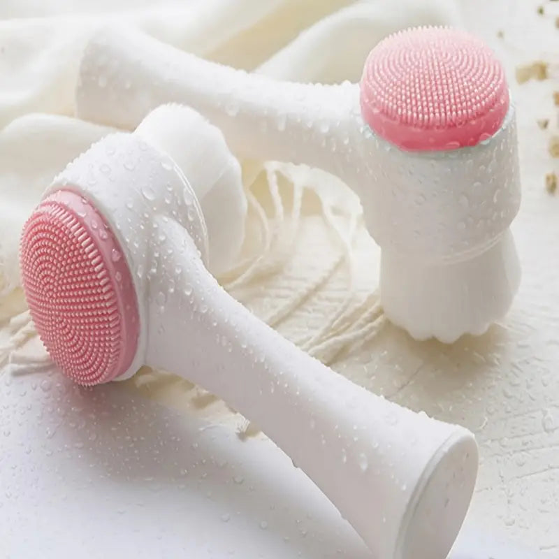 Dual-Sided Face Exfoliating & Deep Pore Cleansing Brush with Soft Bristle & Silicone Facial Scrubber