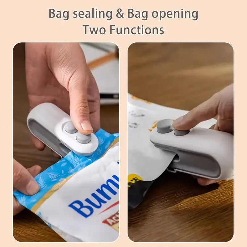 2-in-1 Mini Bag Sealer For Snacks, USB Rechargeable Plastic Heat Sealer With Cutter