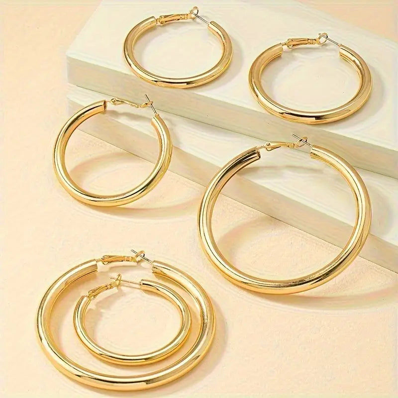 Elegant, Trendy and Shiny Gold Hoop Earrings