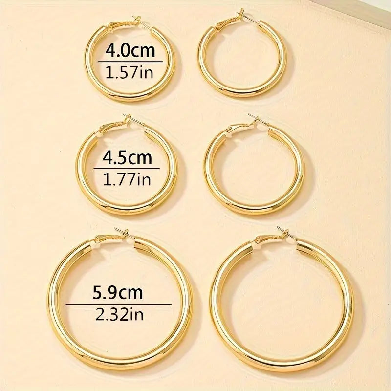 Elegant, Trendy and Shiny Gold Hoop Earrings