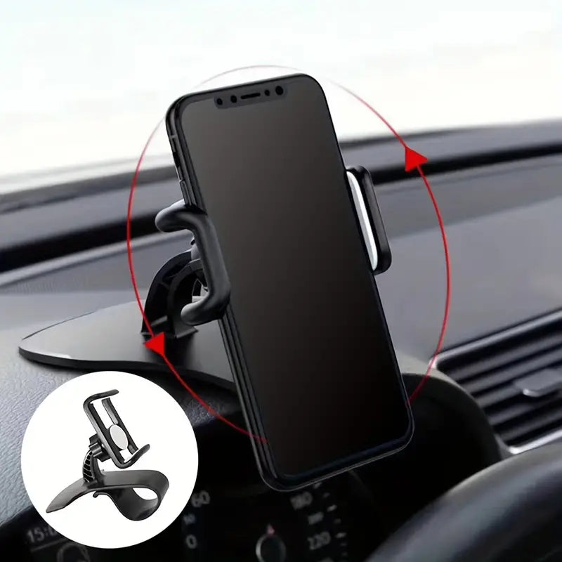 Universal Swivel Dashboard Cell Phone Holder - 360 Degree Adjustable Car Holder Clip