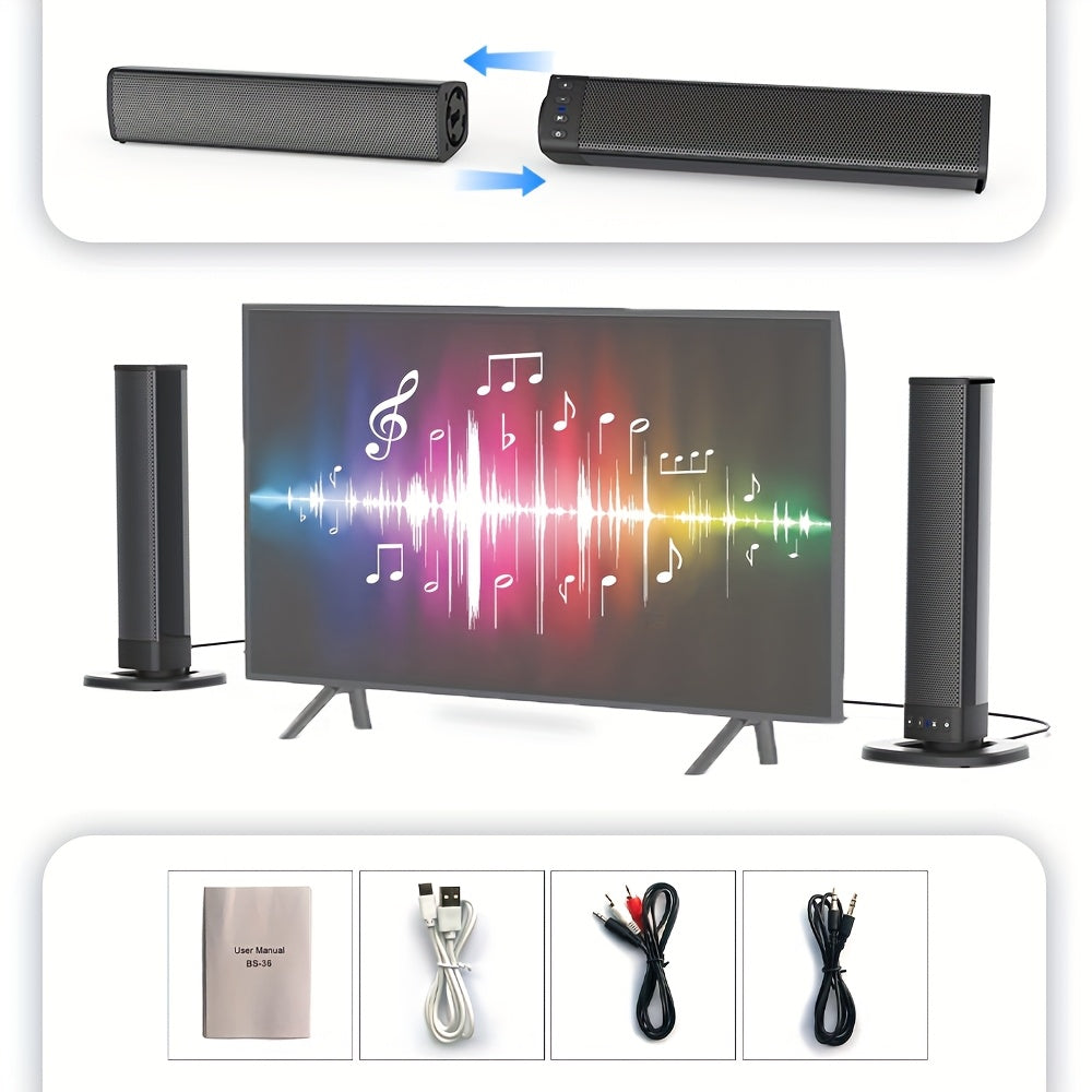 Wireless Soundbar for TV – 2-in-1 Detachable Bluetooth Speaker