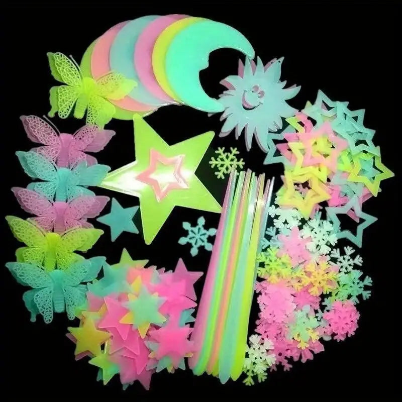 175-Pieces: Reusable Glow-in-the-Dark Star Wall Stickers with Shimmery Finish Furniture & Decor - DailySale