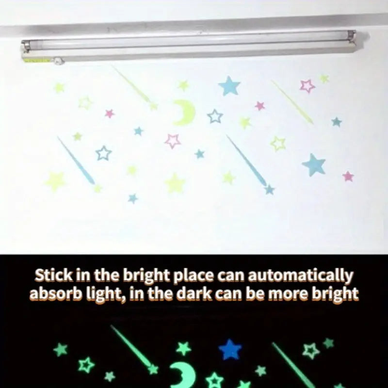 175-Pieces: Reusable Glow-in-the-Dark Star Wall Stickers with Shimmery Finish Furniture & Decor - DailySale