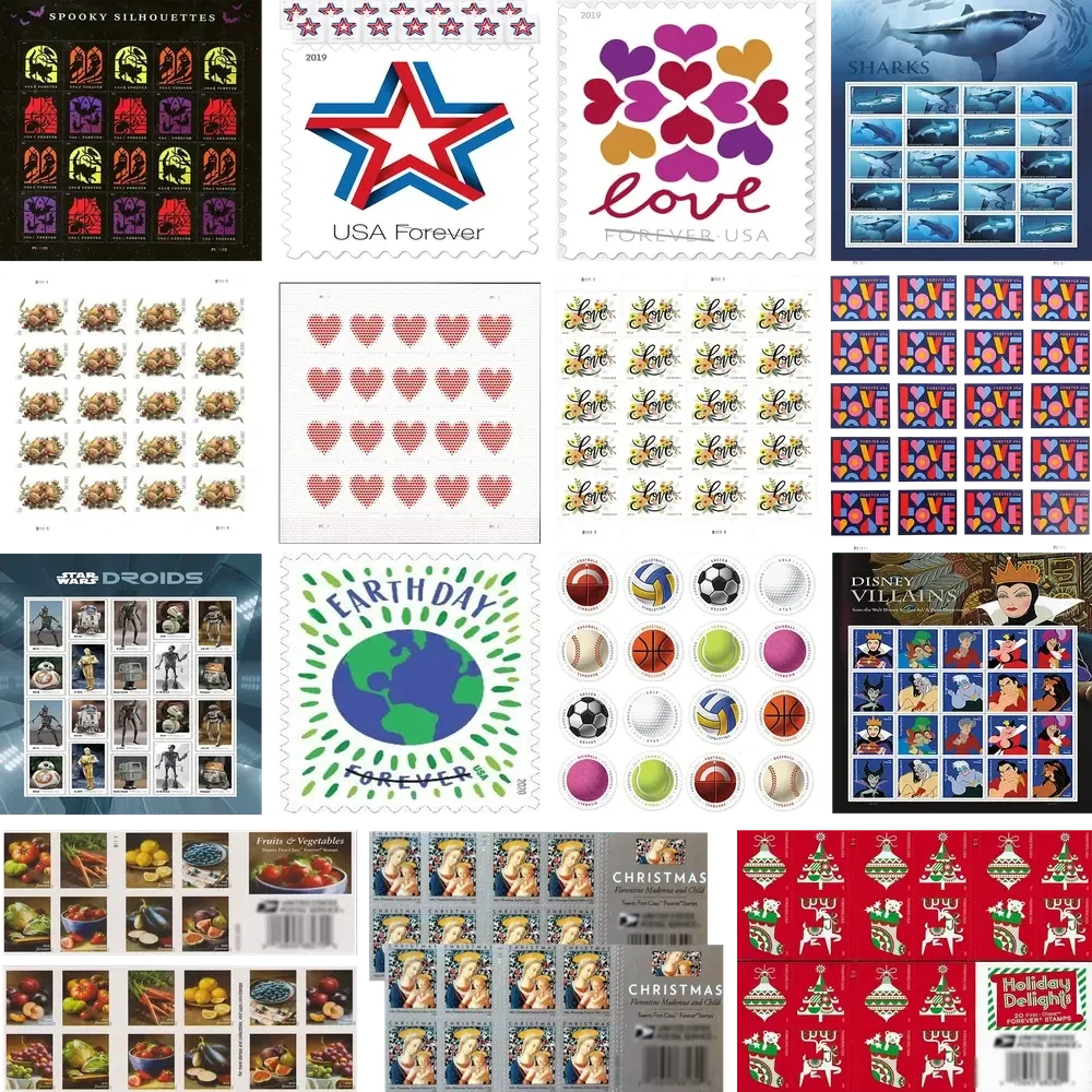 100-Pack: Mystery Forever Postage Stamps