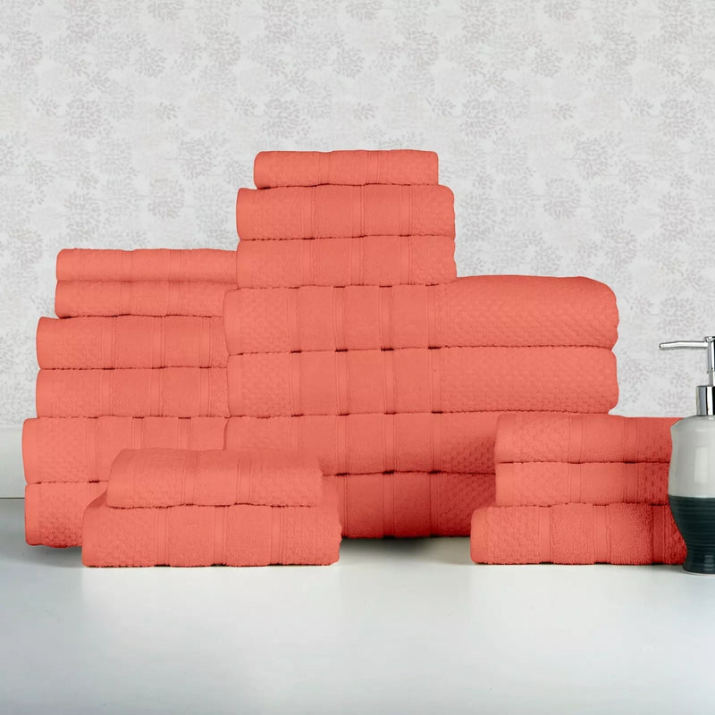 18-Piece Set: Bibb Home `Egyptian Cotton Towel Set Bath Popcorn Coral - DailySale