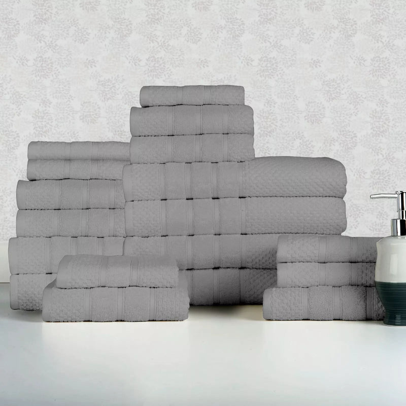 18-Piece Set: Bibb Home `Egyptian Cotton Towel Set Bath Popcorn Gray - DailySale