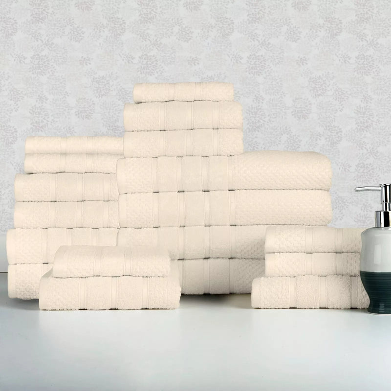 18-Piece Set: Bibb Home `Egyptian Cotton Towel Set Bath Popcorn Ivory - DailySale
