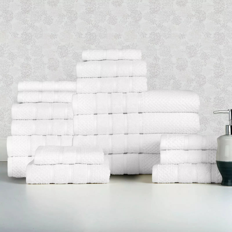 18-Piece Set: Bibb Home `Egyptian Cotton Towel Set Bath Popcorn White - DailySale