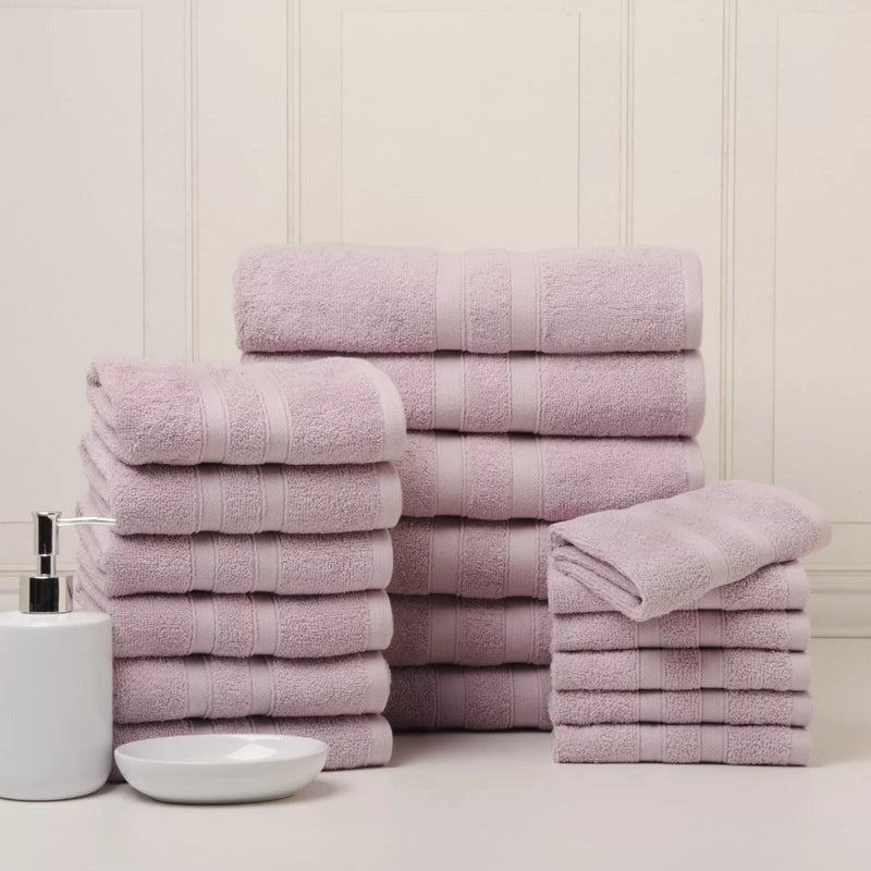 18-Piece Set: Bibb Home `Egyptian Cotton Towel Set Bath Solid Dusky Mauve - DailySale