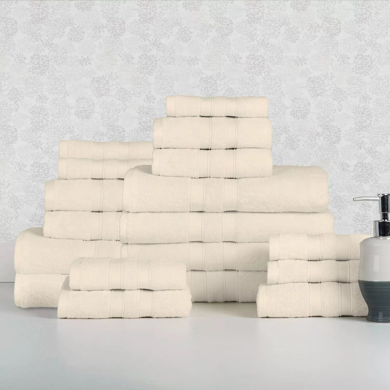 18-Piece Set: Bibb Home `Egyptian Cotton Towel Set Bath Solid Ivory - DailySale