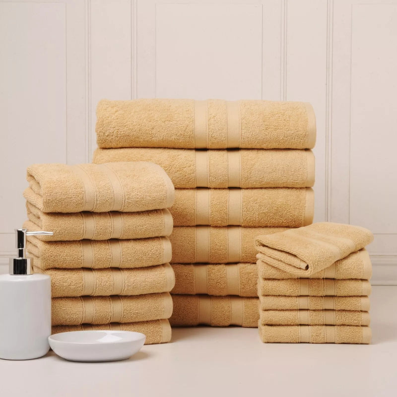 18-Piece Set: Bibb Home `Egyptian Cotton Towel Set Bath Solid Linen - DailySale