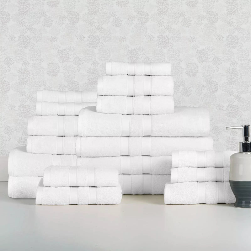 18-Piece Set: Bibb Home `Egyptian Cotton Towel Set Bath Solid White - DailySale