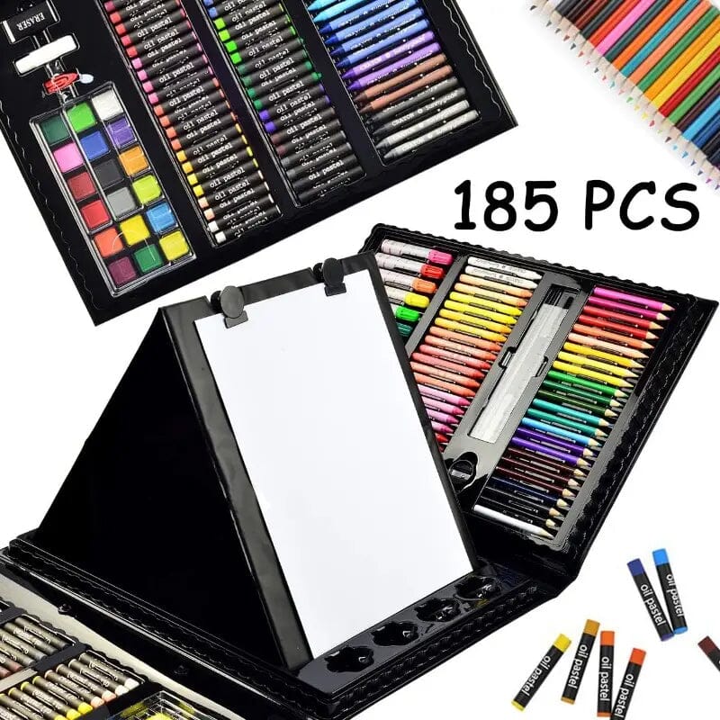 185-Piece: Double-Sided Trifold Easel Art Kit Arts & Crafts - DailySale