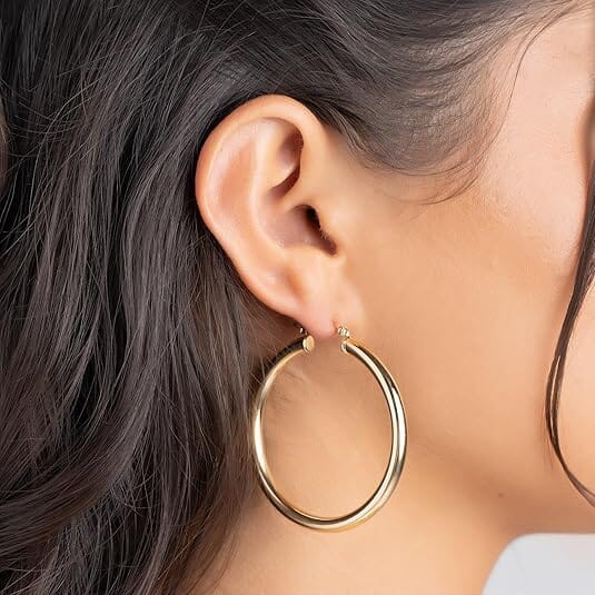 18K Gold 4MM Solid Hoop Earrings for Women Earrings - DailySale