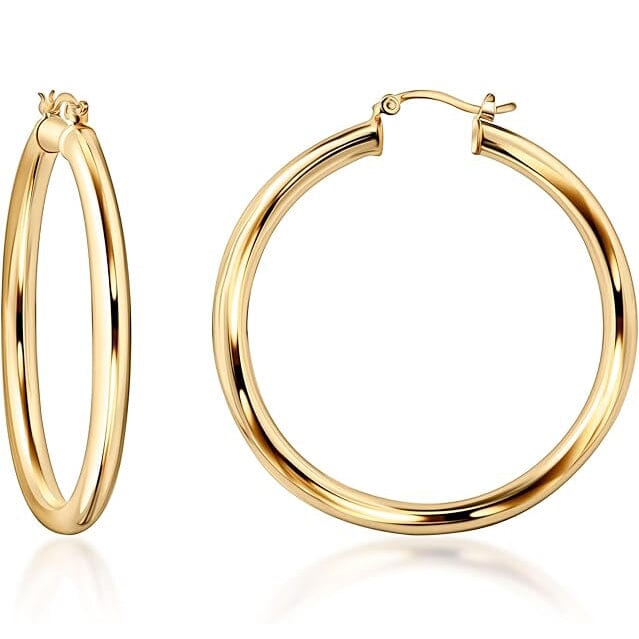 18K Gold 4MM Solid Hoop Earrings for Women Earrings - DailySale