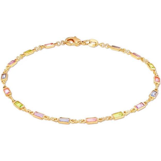 18K Gold Baguette Multi Stone Crystal Bracelet for Women Bracelets - DailySale