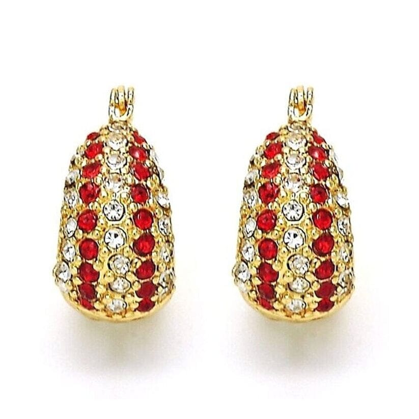 18K Gold-Filled High-Polish Red & White Crystal Earrings Earrings - DailySale