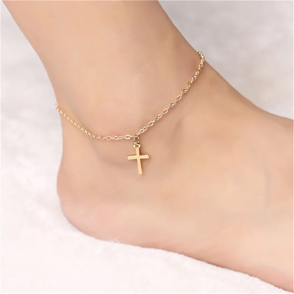 18K Gold Hanging Cross Anklet Bracelets - DailySale