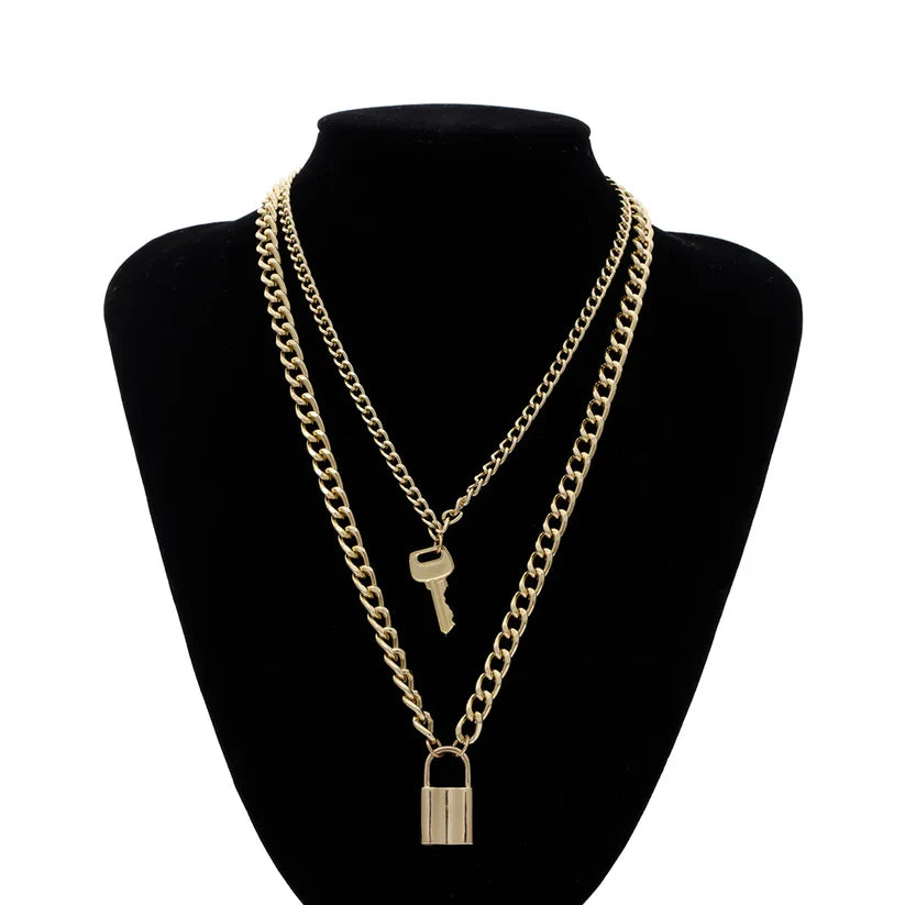 18K Gold Key Lock Necklace Necklaces - DailySale