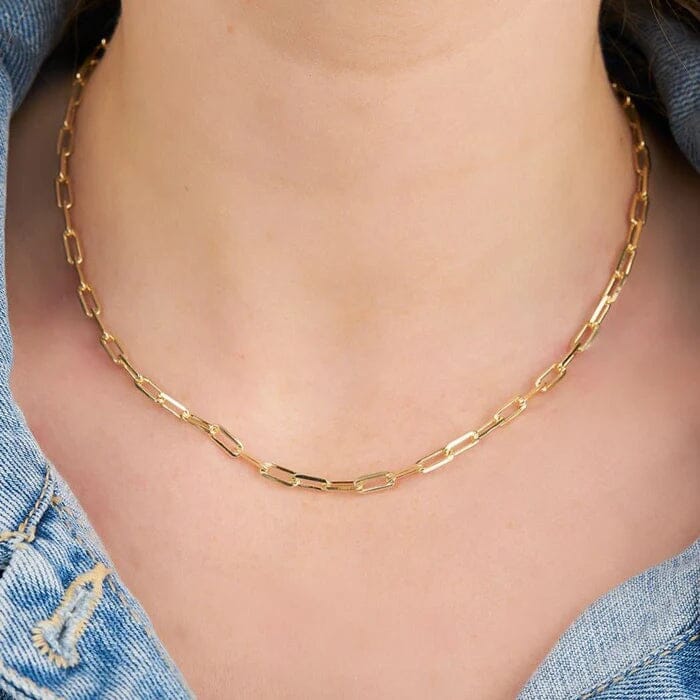 18K Gold Paperclip Link Chain Necklace Necklaces - DailySale