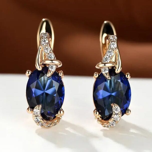 18K Gold Plated Blue Stone Stud Earrings Earrings - DailySale