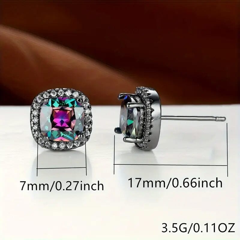 18K Gold Plated Colorful Square Shape Stud Earrings Earrings - DailySale