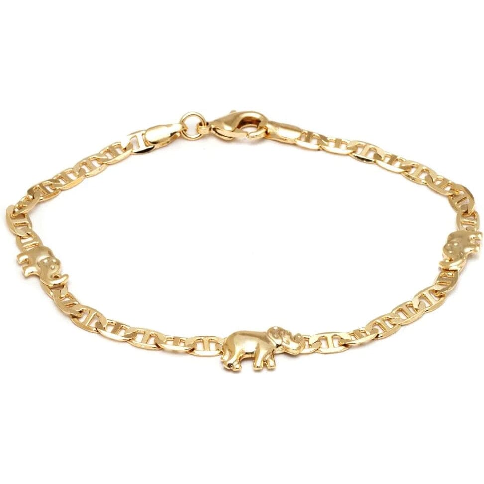 18K Gold Plated Flat Marina Elephant Anklet 10" Bracelets - DailySale