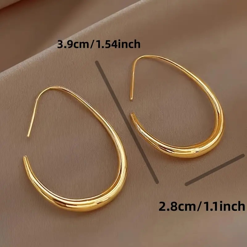 18K Gold Plated Glossy Minimalist Water Drop Design Hoop Earrings Copper Earrings - DailySale