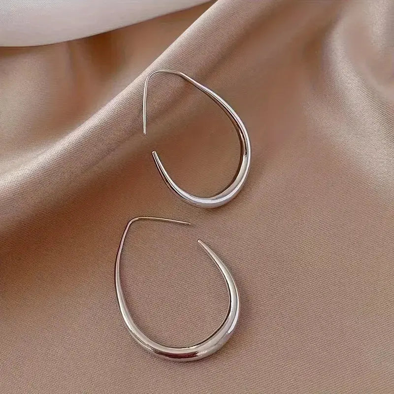 18K Gold Plated Glossy Minimalist Water Drop Design Hoop Earrings Copper Earrings - DailySale