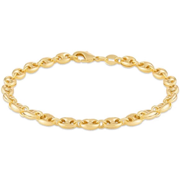 18k Gold Puff Mariner Anklet 10" Bracelets - DailySale