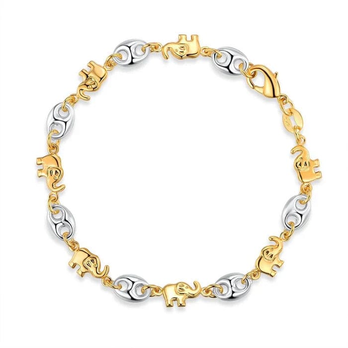 18K Gold Two-Tone Elephant Anklet 10" Bracelets - DailySale