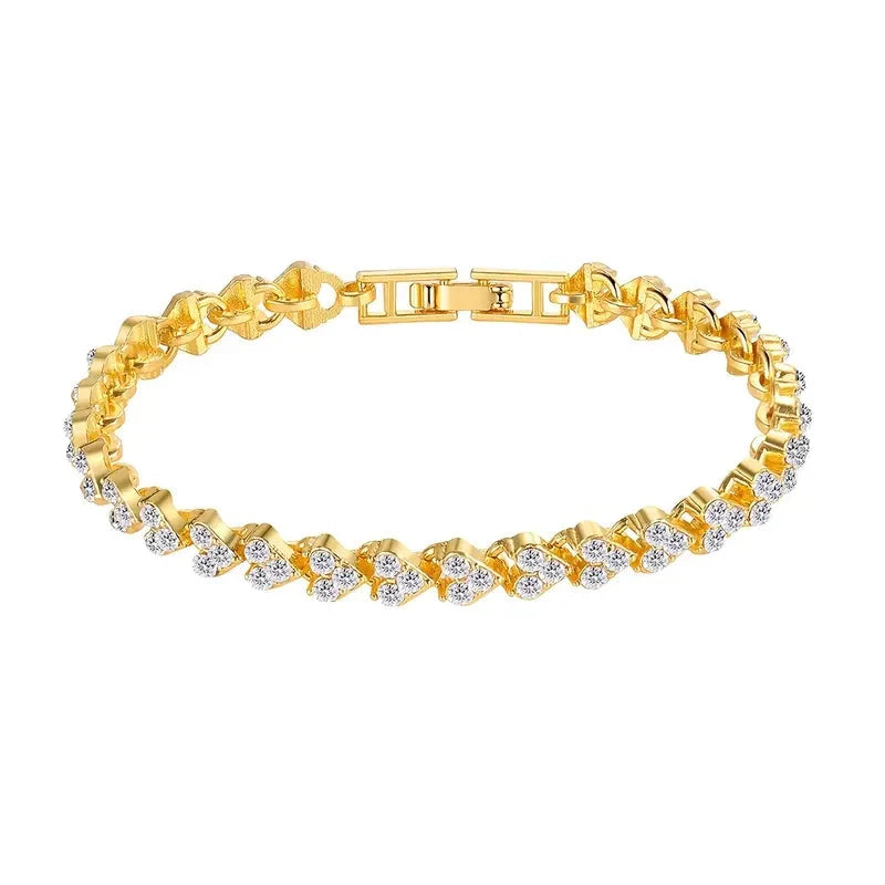 18K Golden Plated Stainless Steel Bracelet with Rhinestone Embellishments Bracelets Gold - DailySale