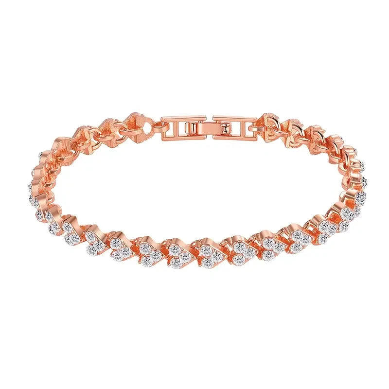 18K Golden Plated Stainless Steel Bracelet with Rhinestone Embellishments Bracelets Rose Gold - DailySale