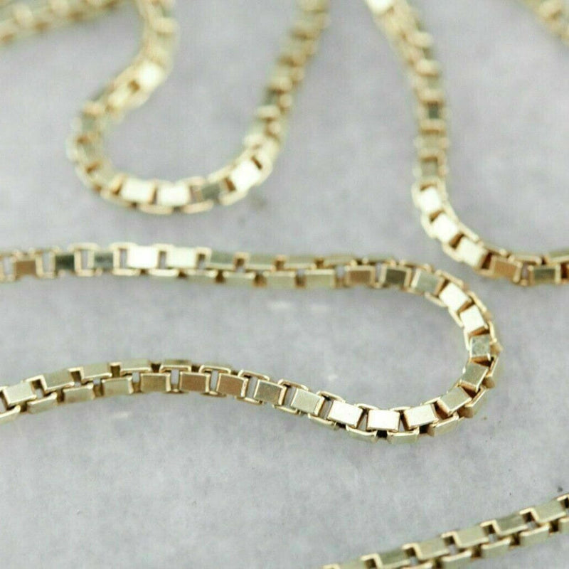 18K Solid Yellow Gold Box Necklace Real Gold Chain Necklaces - DailySale