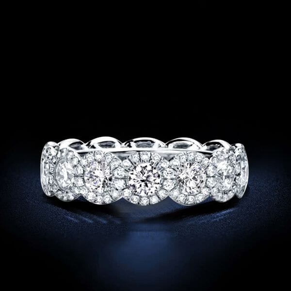 18kt White Gold Plated Simulated Diamond Eternity Band Ring Rings - DailySale